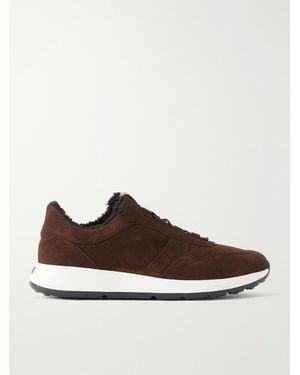 Tod's Shearling-Lined Suede Sneakers - Brown