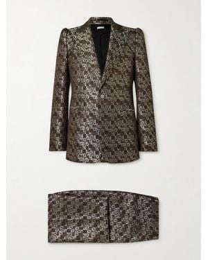 Dries Van Noten Slim-Fit Metallic Jacquard Tuxedo - Grey