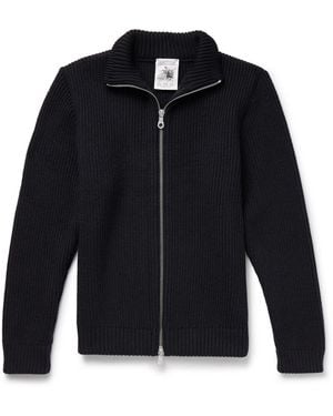 S.N.S. Herning Virgin Wool Zip-Up Cardigan - Blue
