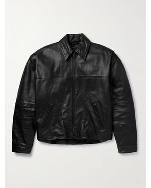 Balenciaga Cocoon Kick Oversized Logo-Debossed Leather Jacket - Black