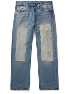RRL Straight-Leg Distressed Paneled Selvedge Jeans - Blue