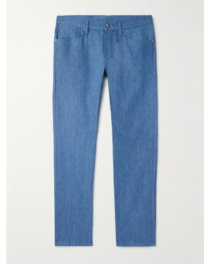 Gabriela Hearst Slim-Fit Cotton And Linen-Blend Trousers - Blue