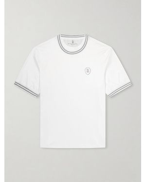 Brunello Cucinelli Logo-Appliquéd Cotton-Jersey Tennis Shirt - White