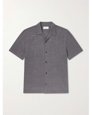 MR P. Camp-Collar Linen Shirt - Grey