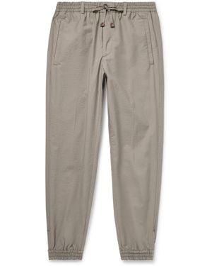 Slowear Teknosartorial Slim-Fit Tapered Cotton-Blend Poplin Drawstring Pants - Gray