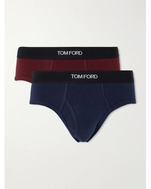 Tom Ford Two-Pack Stretch-Cotton Briefs - Blue