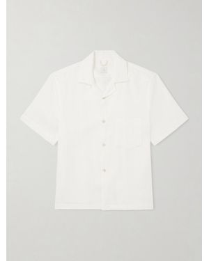 Eleventy Camp-Collar Linen Shirt - White