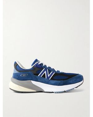 New Balance 990V6 Leather-Trimmed Suede And Mesh Trainers - Blue