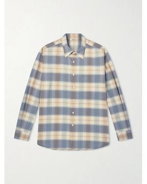 AURALEE Checked Wool-poplin Shirt - Blue
