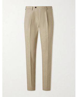 Slowear Straight-Leg Pleated Linen Trousers - Natural