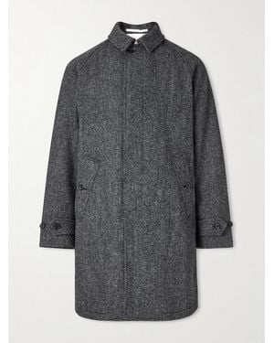 Beams Plus Herringbone Harris Wool-Tweed Coat - Grey