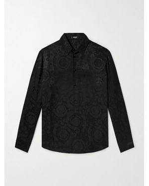 Versace Baroque Satin-Jacquard Shirt - Black