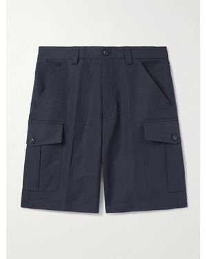 Loro Piana Bizen Wide-Leg Cotton And Linen-Blend Canvas Cargo Shorts - Blue