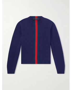 Gucci Slim-Fit Cropped Striped Wool Jumper - Blue