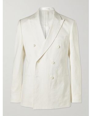 MR P. Double-Breasted Linen Tuxedo Jacket - Natural