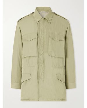 AURALEE Padded Silk And Linen Parka - Green