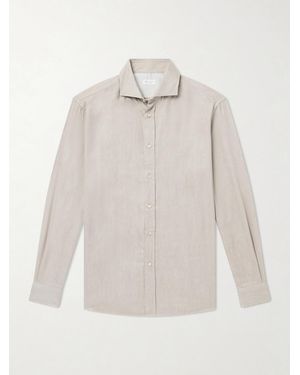 Brunello Cucinelli Herringbone Cotton And Lyocell-Blend Shirt - White