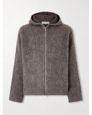 Our Legacy Brushed-Knit Zip-Up Hoodie - Brown