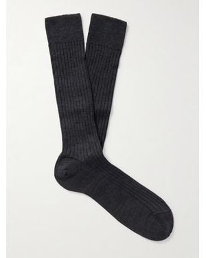 MR P. Ribbed Merino Wool-blend Socks - Black
