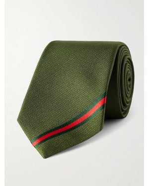 Gucci 7Cm Striped Silk-Twill Tie - Green