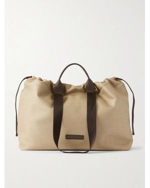 Brunello Cucinelli Leather-trimmed Raffia Weekend Bag - Natural