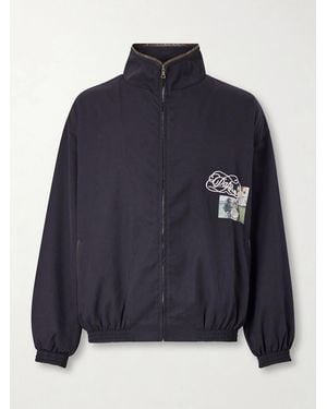 Paly Hollywood Logo-embroidered Printed Wool-blend Zip-up Jacket - Blue
