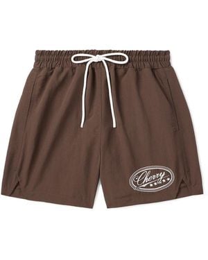 CHERRY LA Five Star Straight-leg Mid-length Logo-embroidered Shell Swim Shorts - Brown