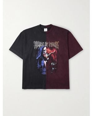 Vetements Cradle Of Filth Oversized Panelled Printed Cotton-Jersey T-Shirt - Blue
