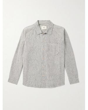 Folk Striped Linen And Cotton-Blend Shirt - Grey