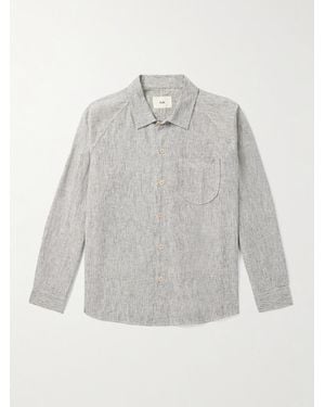 Folk Striped Linen And Cotton-Blend Shirt - Grey