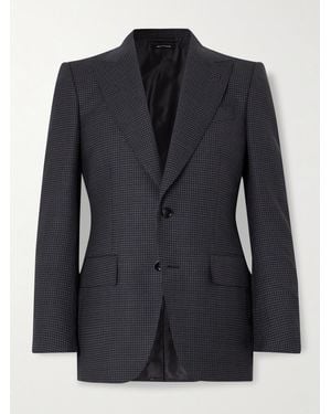 Tom Ford Dyllan Houndstooth Wool-Blend Suit Jacket - Black