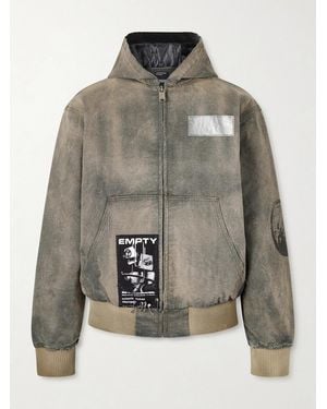 Enfants Riches Deprimes War Started Appliquéd Cotton-canvas Hooded Jacket - Grey