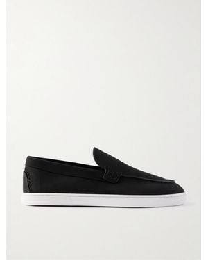Christian Louboutin Moonboat Logo-Embossed Nubuck Loafers - White