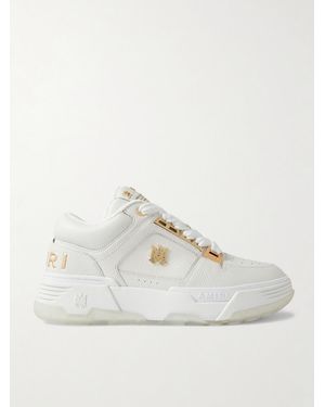 Amiri Ma-1 Embellished Metallic Full-Grain Leather Trainers - White