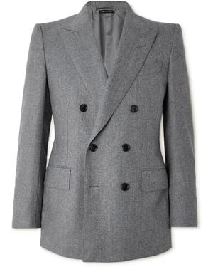 Tom Ford Dyllan Double-Breasted Wool-Flannel Suit Jacket - Gray