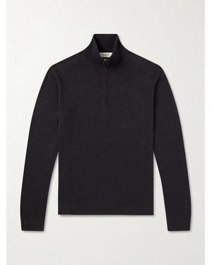 Piacenza 1733 Lupetto Cashmere And Linen-blend Half-zipped Jumper - Blue