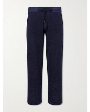Piacenza 1733 Straight-leg Silk And Linen-blend Drawstring Joggers - Blue