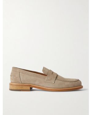 MR P. Scott Suede Penny Loafers - Natural