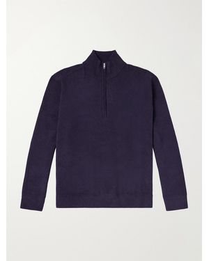 NN07 Danny 6429 Ribbed Chenille Half-Zip Jumper - Blue
