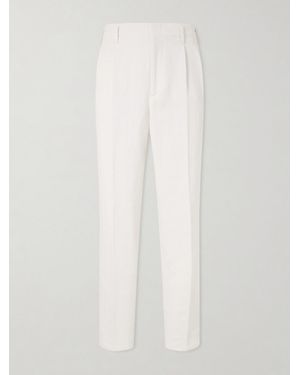 Brunello Cucinelli Straight-Leg Cotton And Linen-Blend Trousers - White