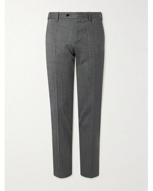 Lardini Straight-Leg Herringbone Virgin Wool-Blend Trousers - Grey