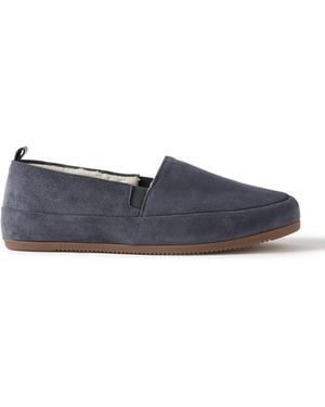 Mulo Fleece-Lined Suede Loafers - Blue