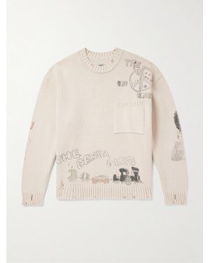 Kapital Distressed Printed Cotton Jumper - Natural
