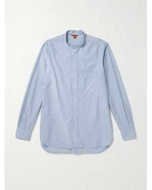 Barena Grandad-Collar Striped Cotton-Poplin Shirt - Blue