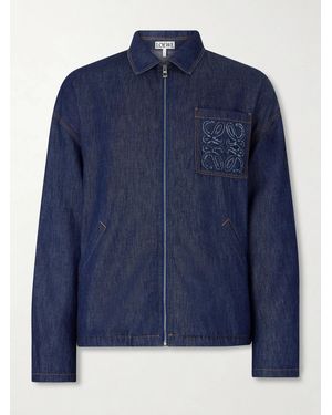 Loewe Anagram-Appliqué Cotton Chambray Jacket - Blau