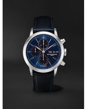 Baume & Mercier Classima Chronograph 42 mm Uhr aus Edelstahl mit automatischem Aufzug und Lederarmband - Schwarz