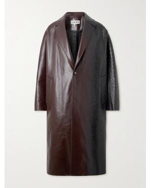 Loewe Oversized Dégradé Ostrich-effect Leather Coat - Brown