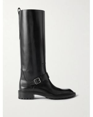Saint Laurent Vadim Buckled Leather Knee Boots - Black