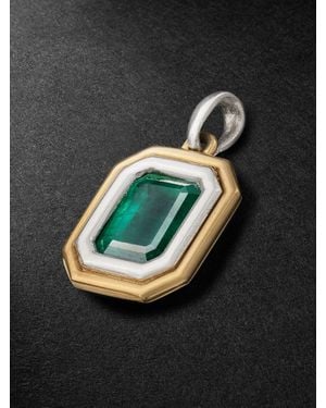 MAOR Equinox Xsmall 18-Karat, Platinum And Emerald Pendant - Black