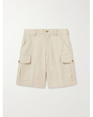 Loro Piana Bizen Wide-Leg Cotton And Linen-Blend Canvas Cargo Shorts - Natural